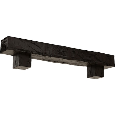 Kit W/ Alamo Corbels, Premium Walnut, 8H  X 10D X 60W Hand Hewn Faux Wood Fireplace ManteL